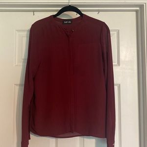 Long sleeve maroon sheer top